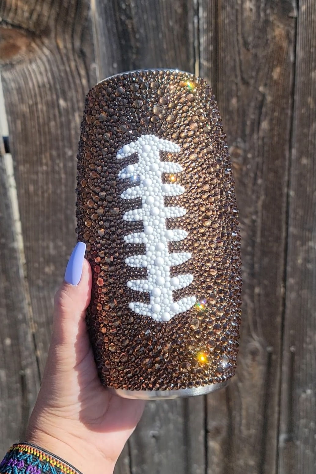 The "Rhinestone Football" Tumbler